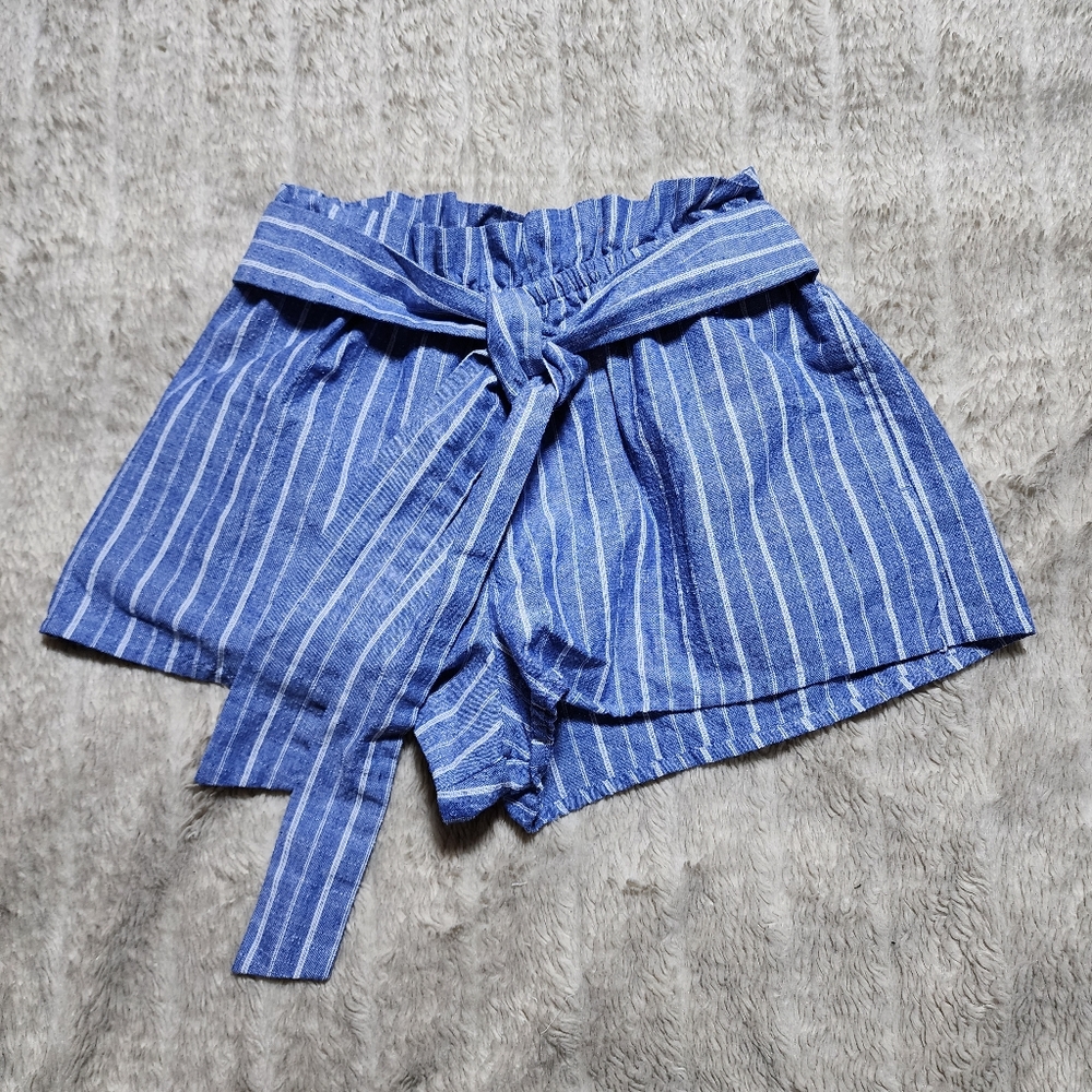 Love Tree Cotton Striped High Waist Paperbag Shorts Size Small